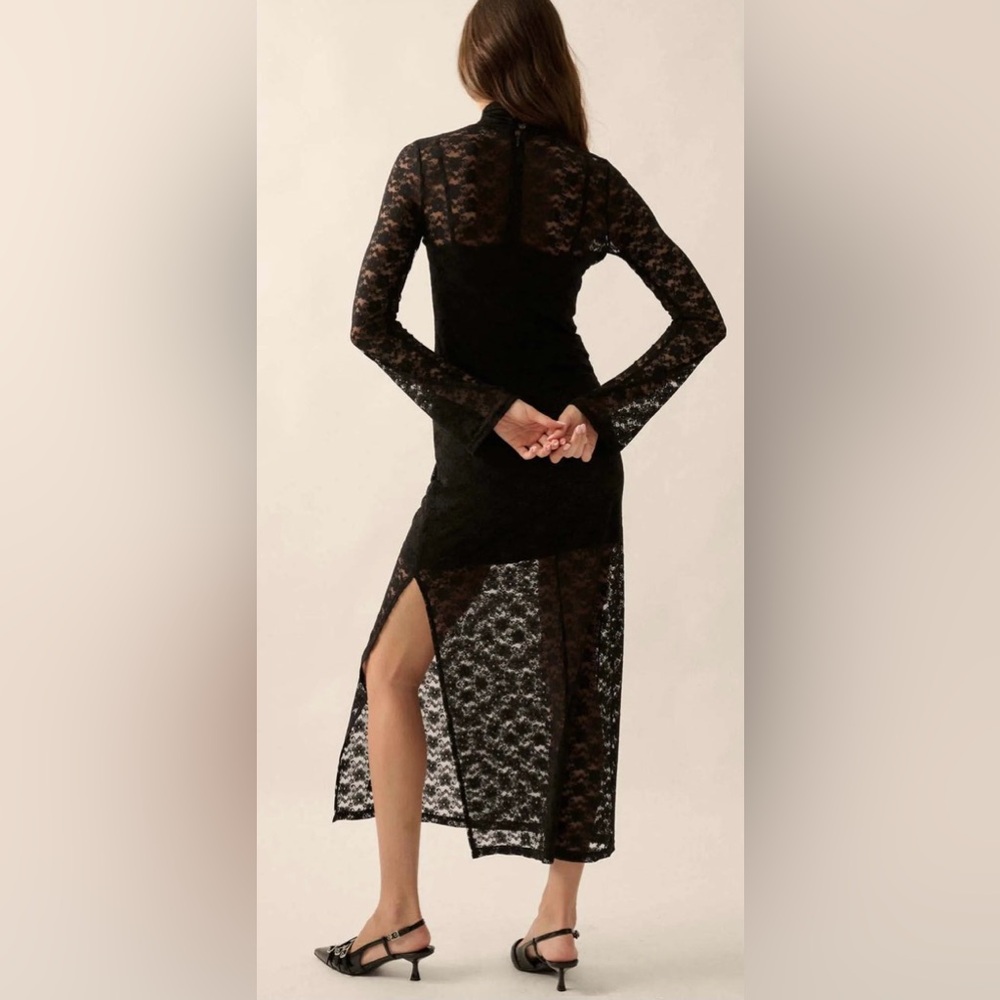 Black Honey Floral Lace Mock-Neck
Midi Dress - Picture 3 of 10
